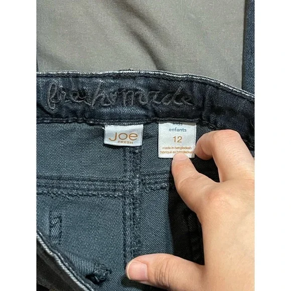 Joe Fresh Girls Kids Dark Denim Skinny Jeans SZ 12 Zip Front Pockets - Picture 5 of 6